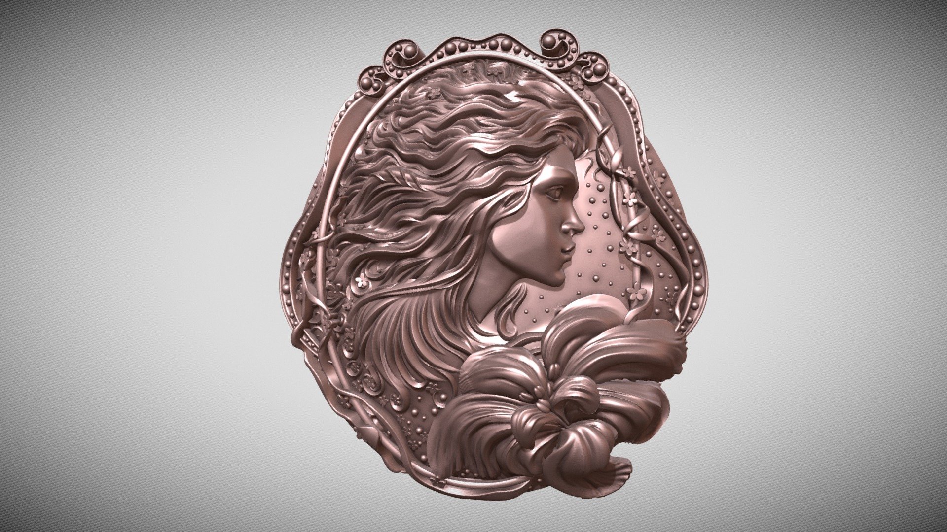 Medallion With A Girls Face 3d model