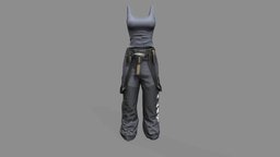 Mechanic Girl Tank Top Pants Outfit