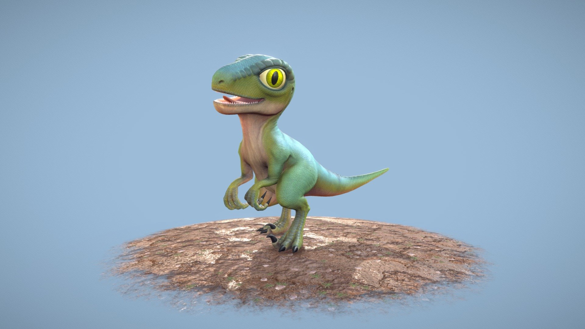 Baby velociraptor (cute dinosaur) 3d model