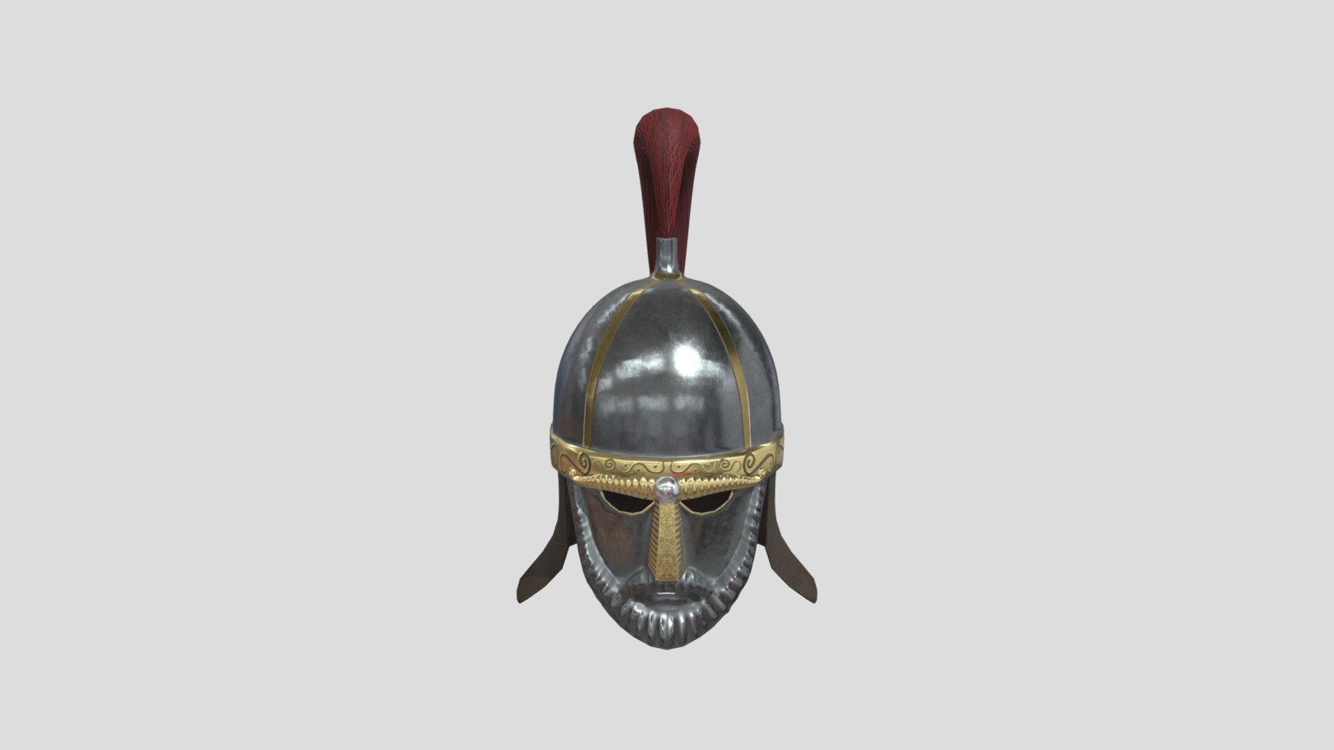 Medieval helmet bearded mask 3d model