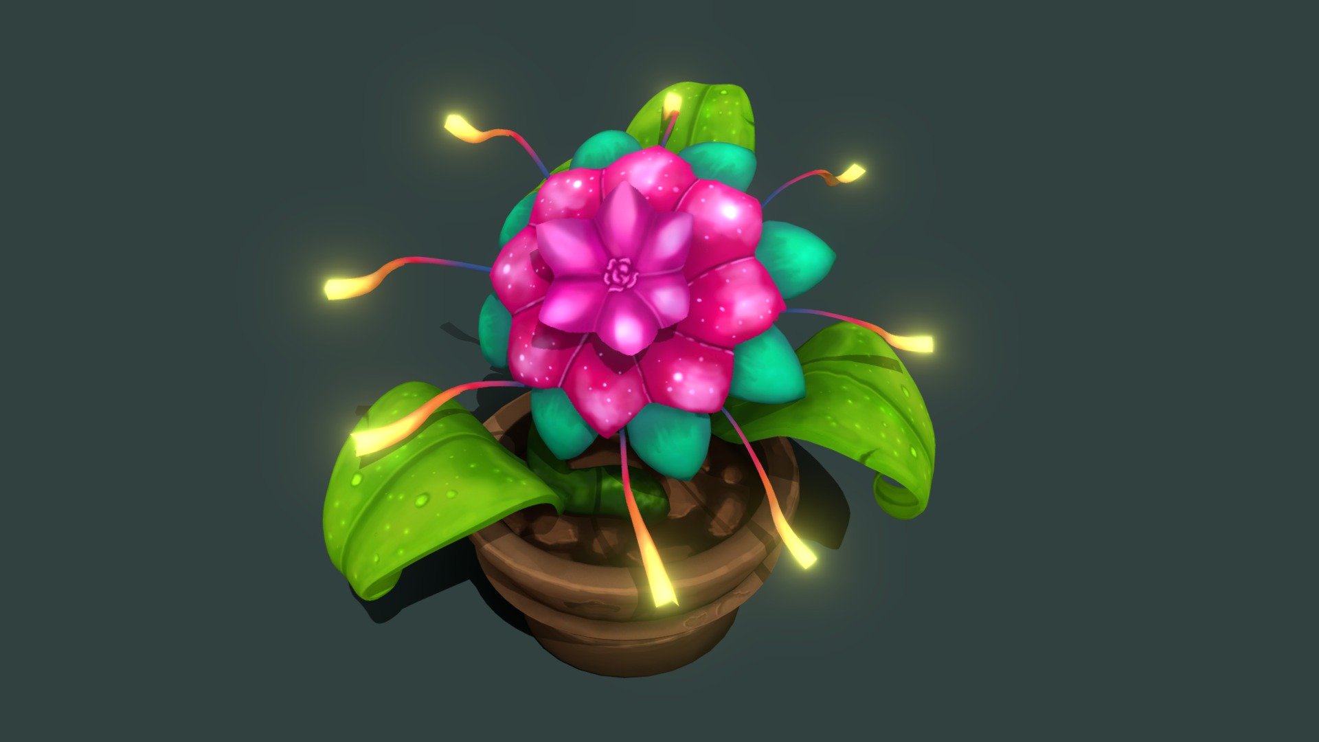 Stylized Flower in a Vase 3d model