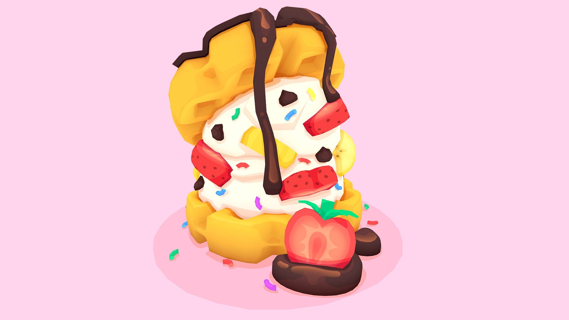 Waffle Ice Cream Sandwich 3d model