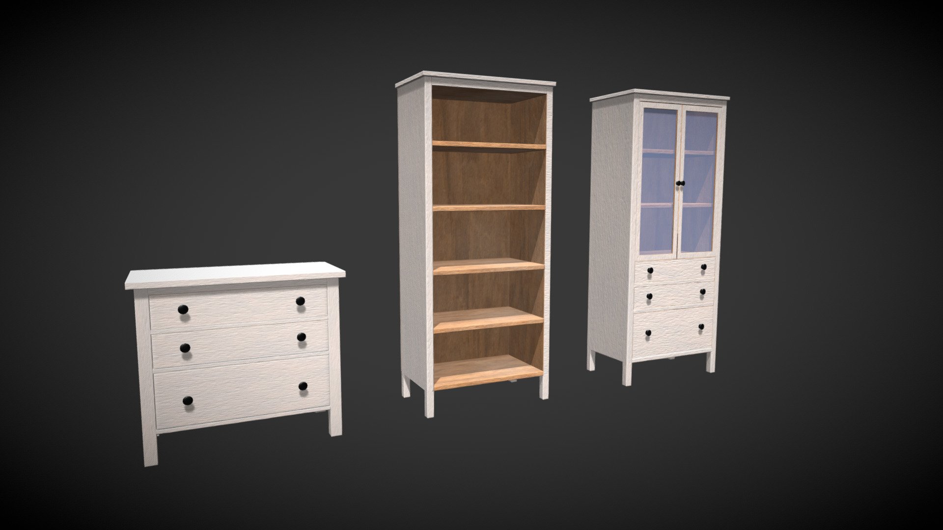 Cabinets and shelf IKEA style 3d model