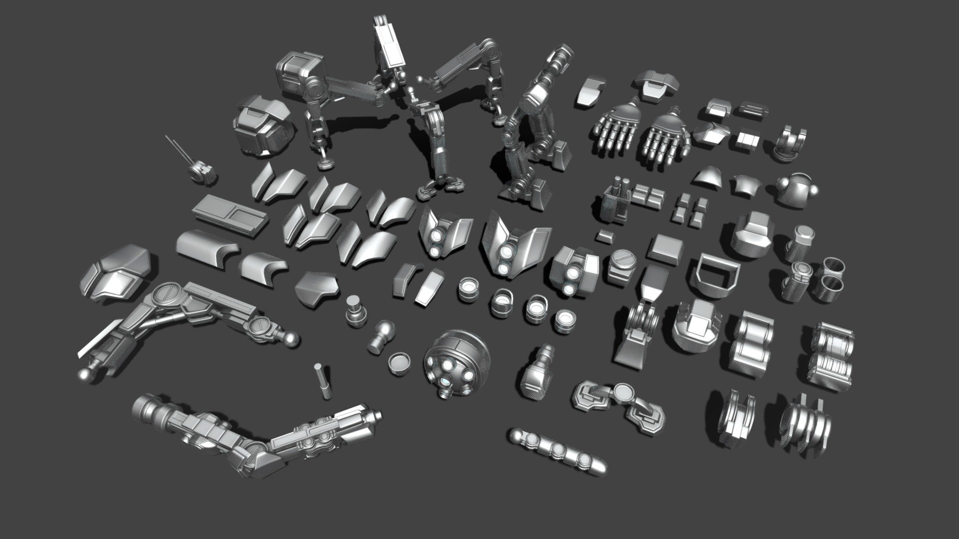 Robot parts (kitbash pack) 3d model