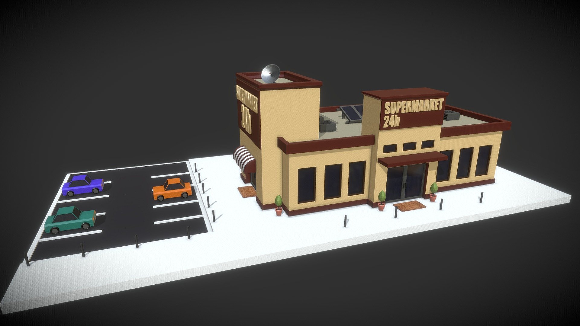 Low Poly Super Market 3d model