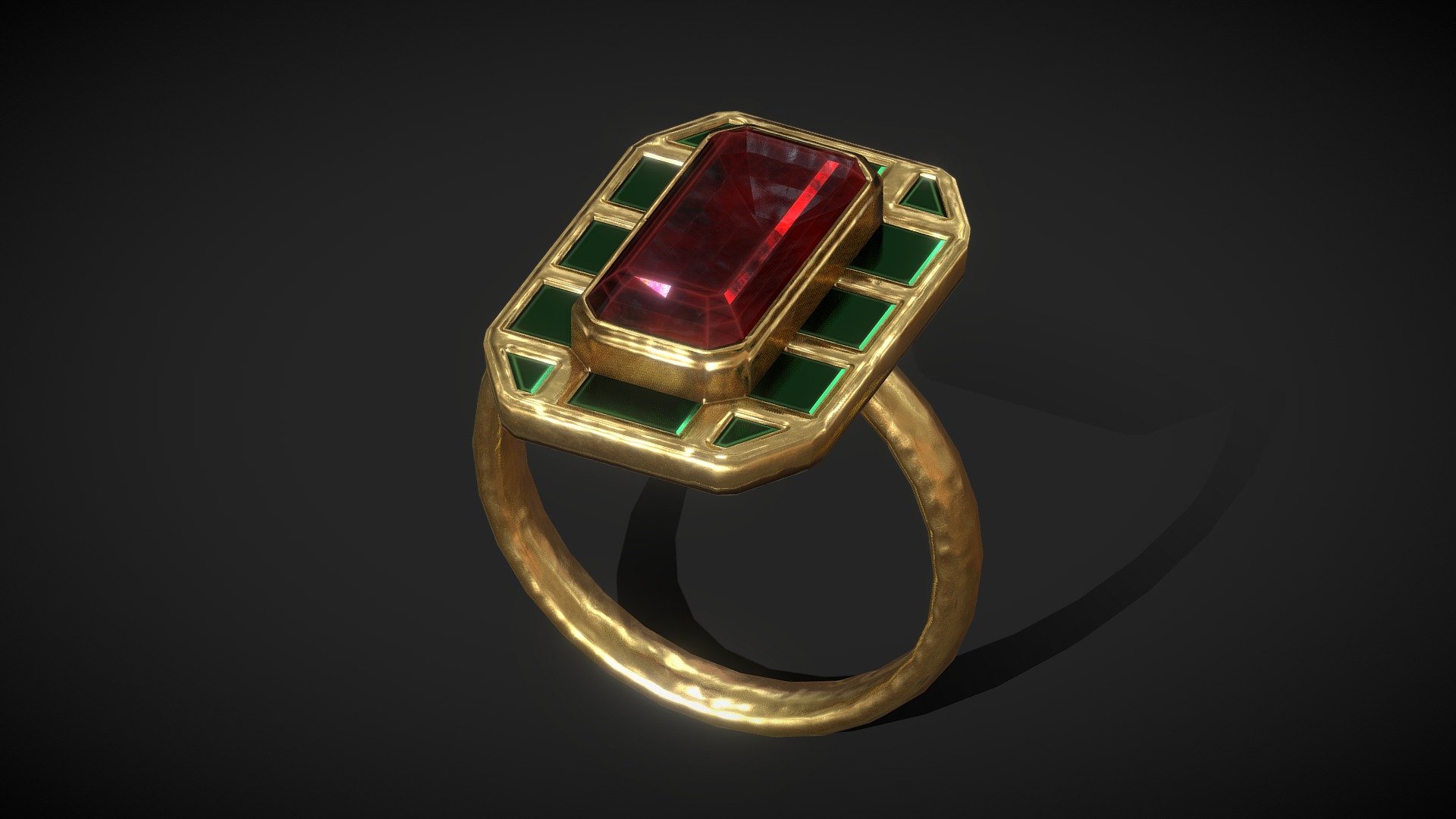 Ruby Emerald Ring 3d model