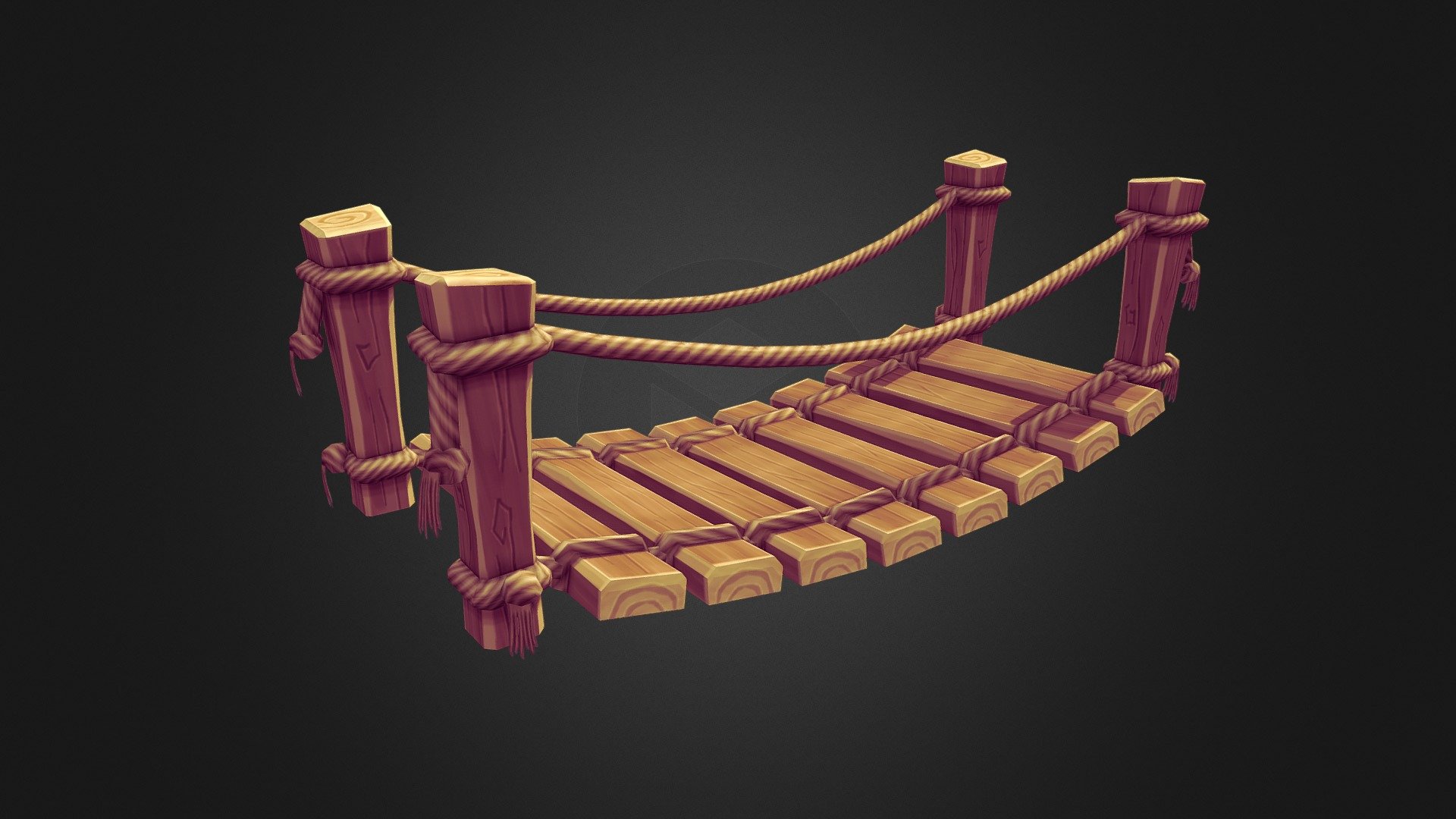 Hand-Painted Rope Bridge 3d model