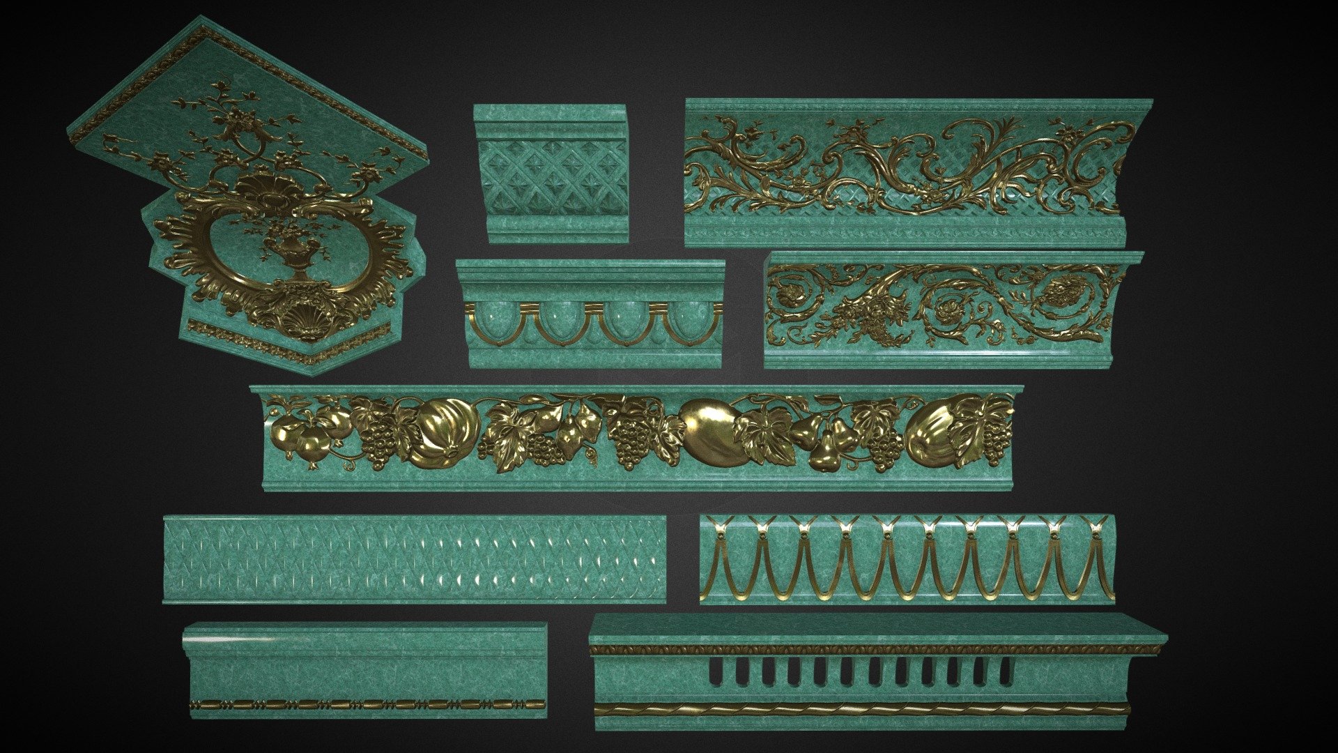 Middle Poly Cornices-Collection 2 3d model