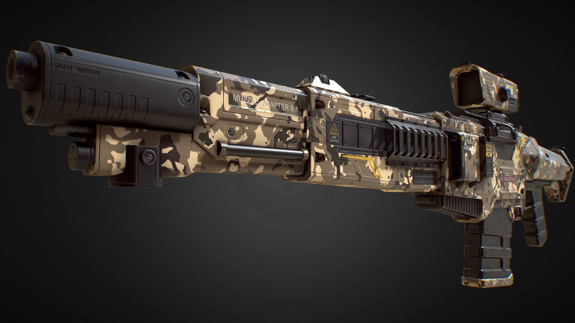 PBR Assault Rifle (Cammo Skin 2) 3d model