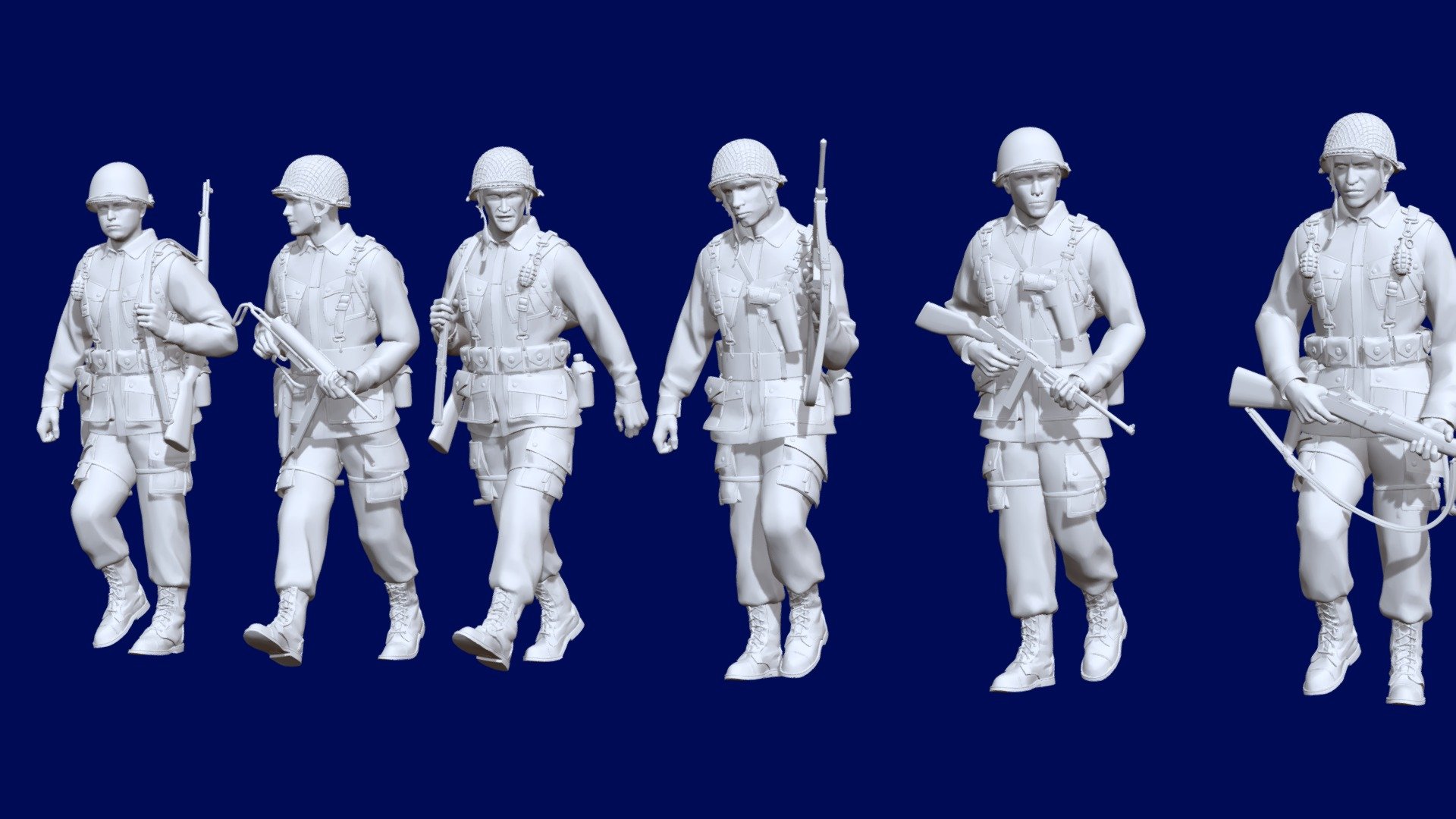 American soldiers ww2 3d model