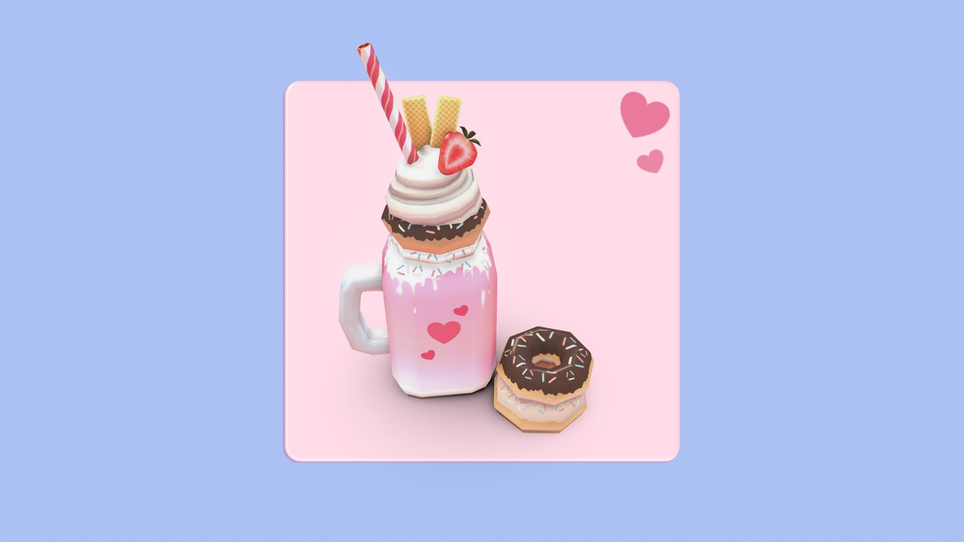 Loaded Milkshake #LowPolyDessertChallenge 3d model