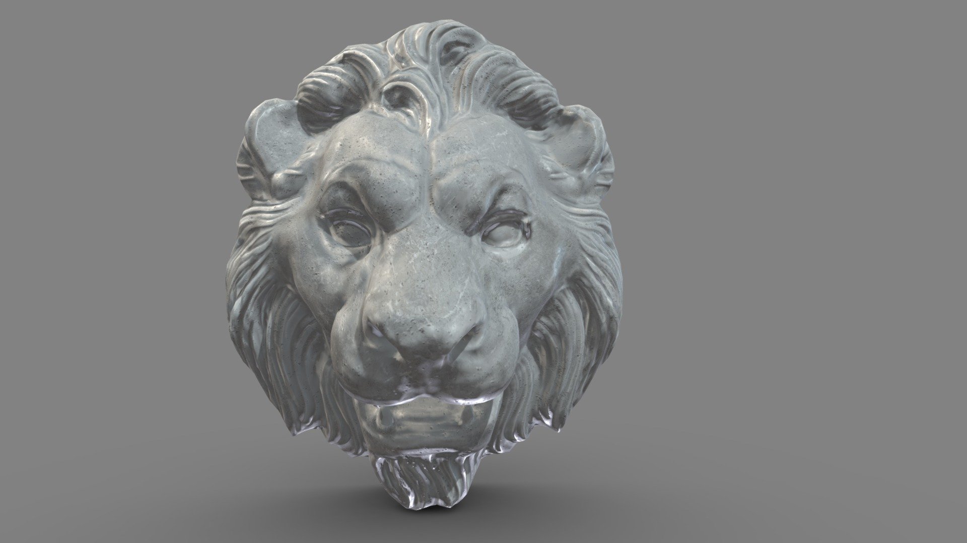 Lion Head 02 Low Poly PBR 3d model