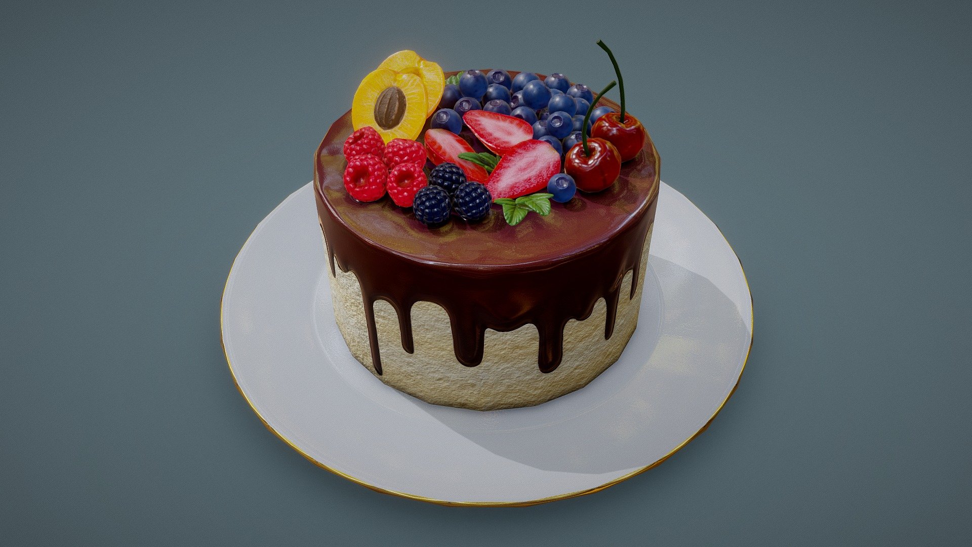 Rich Berry Cake 3d model