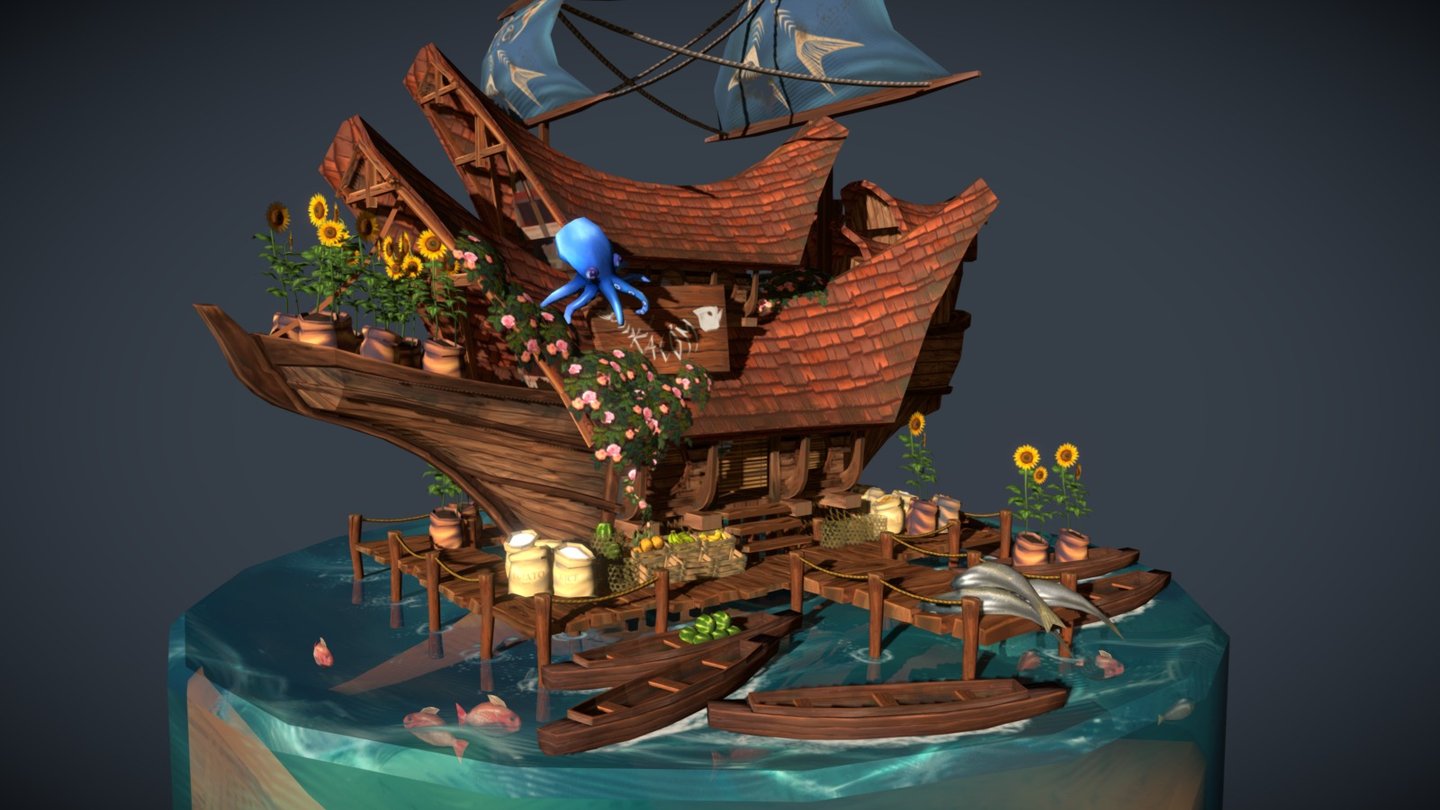 Floating Market 3d model