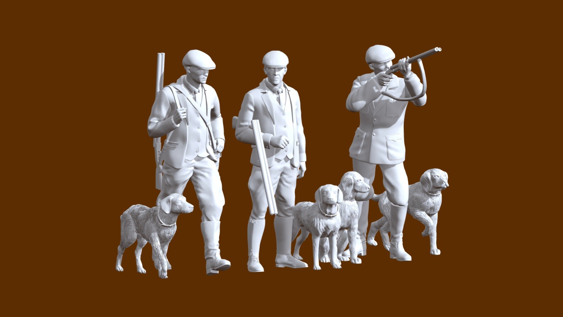 hunters and dogs 3d model