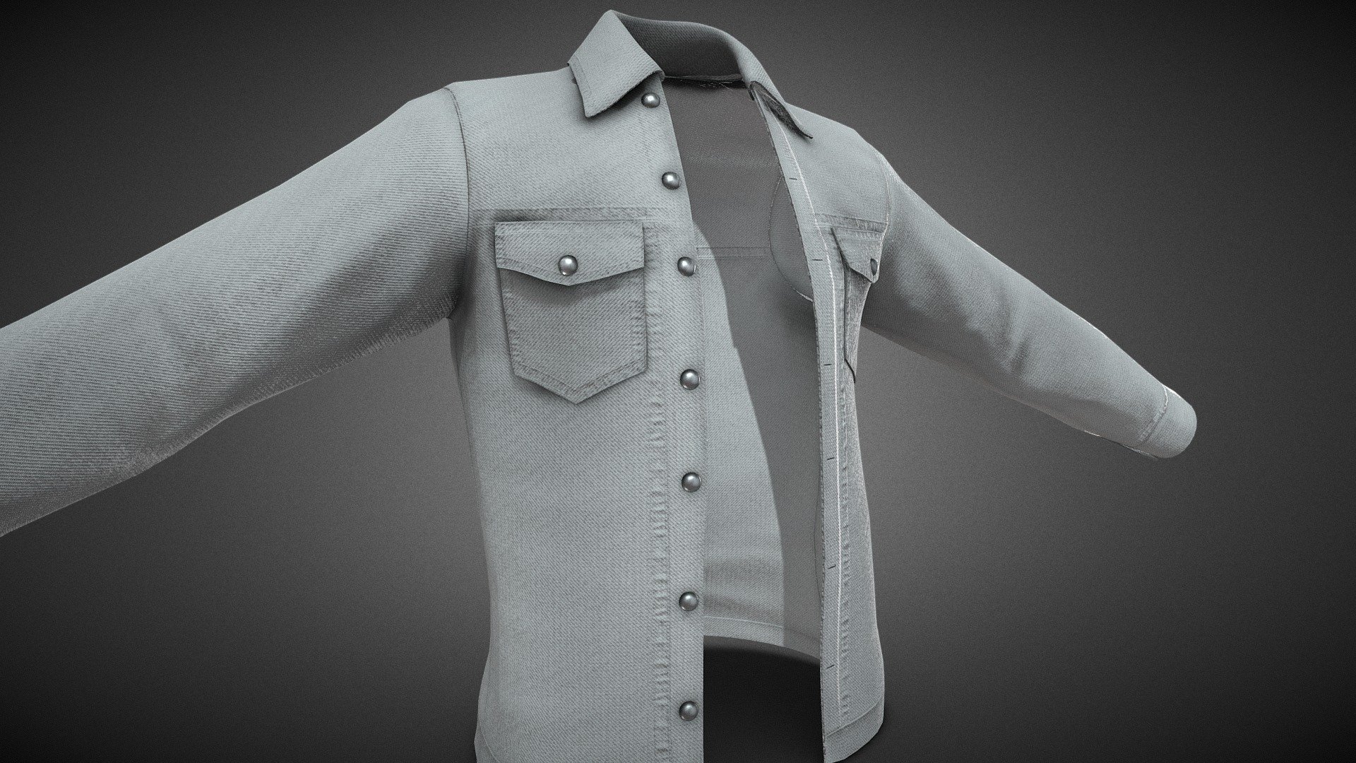 White Denim Shirt 3d model