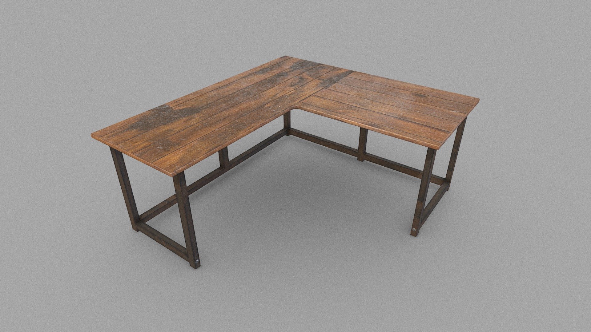 L shape desk 3d model