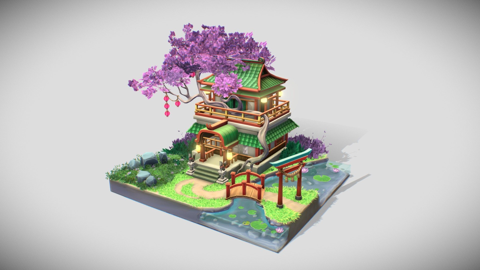 Kitsune temple 3d model