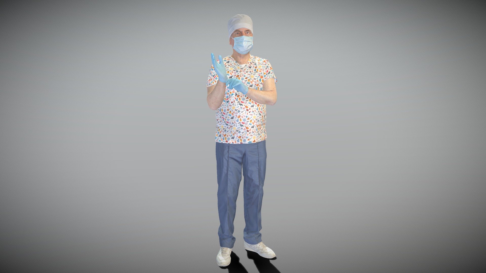 Doctor putting on surgical gloves 335 3d model