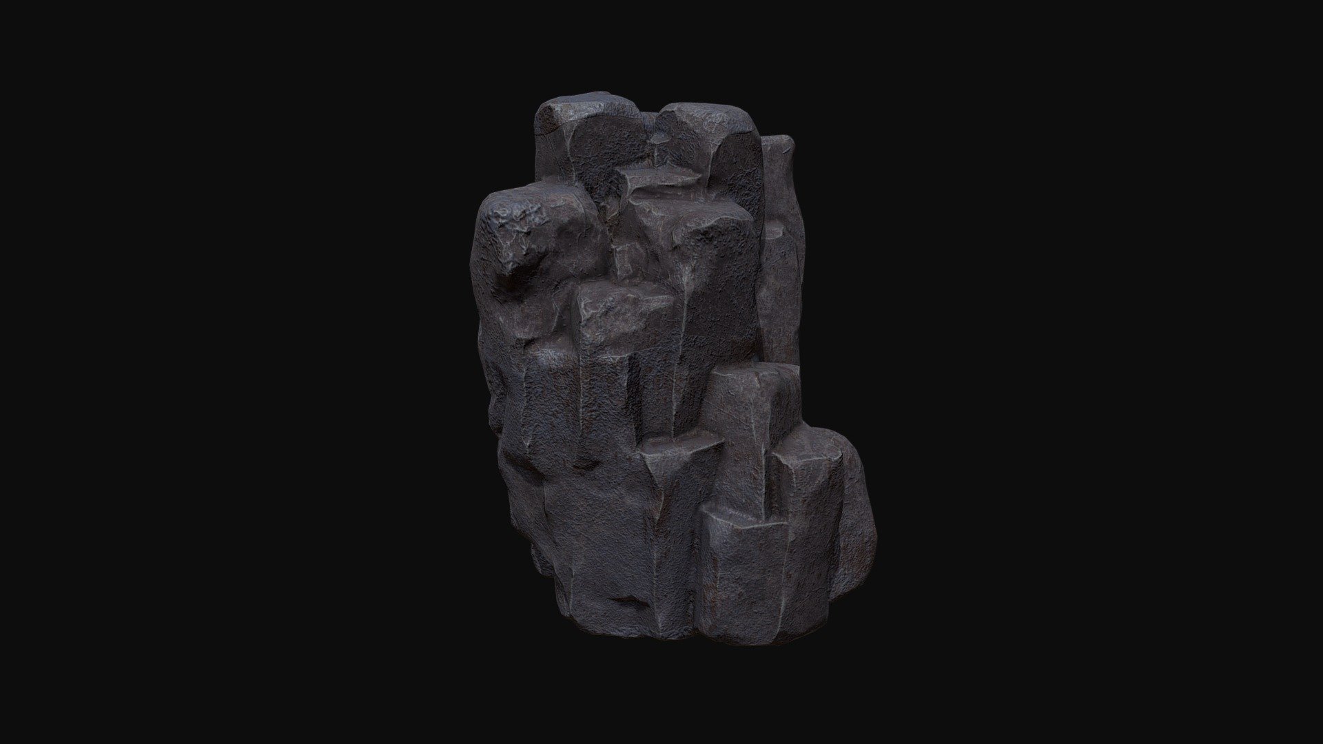 Low poly sci fi column grey rock 3d model