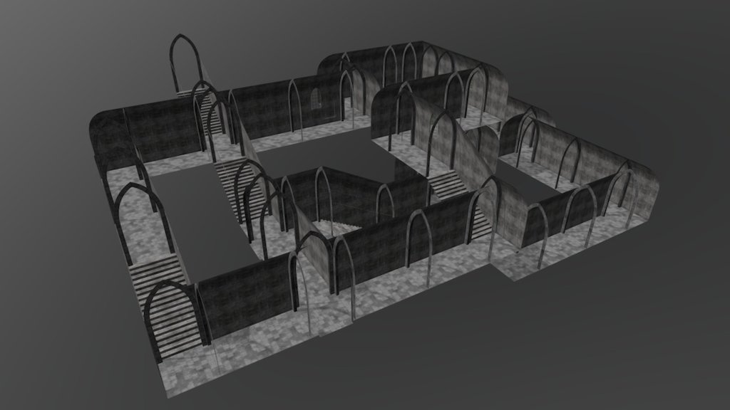 Example of a basic modular dungeon 3d model