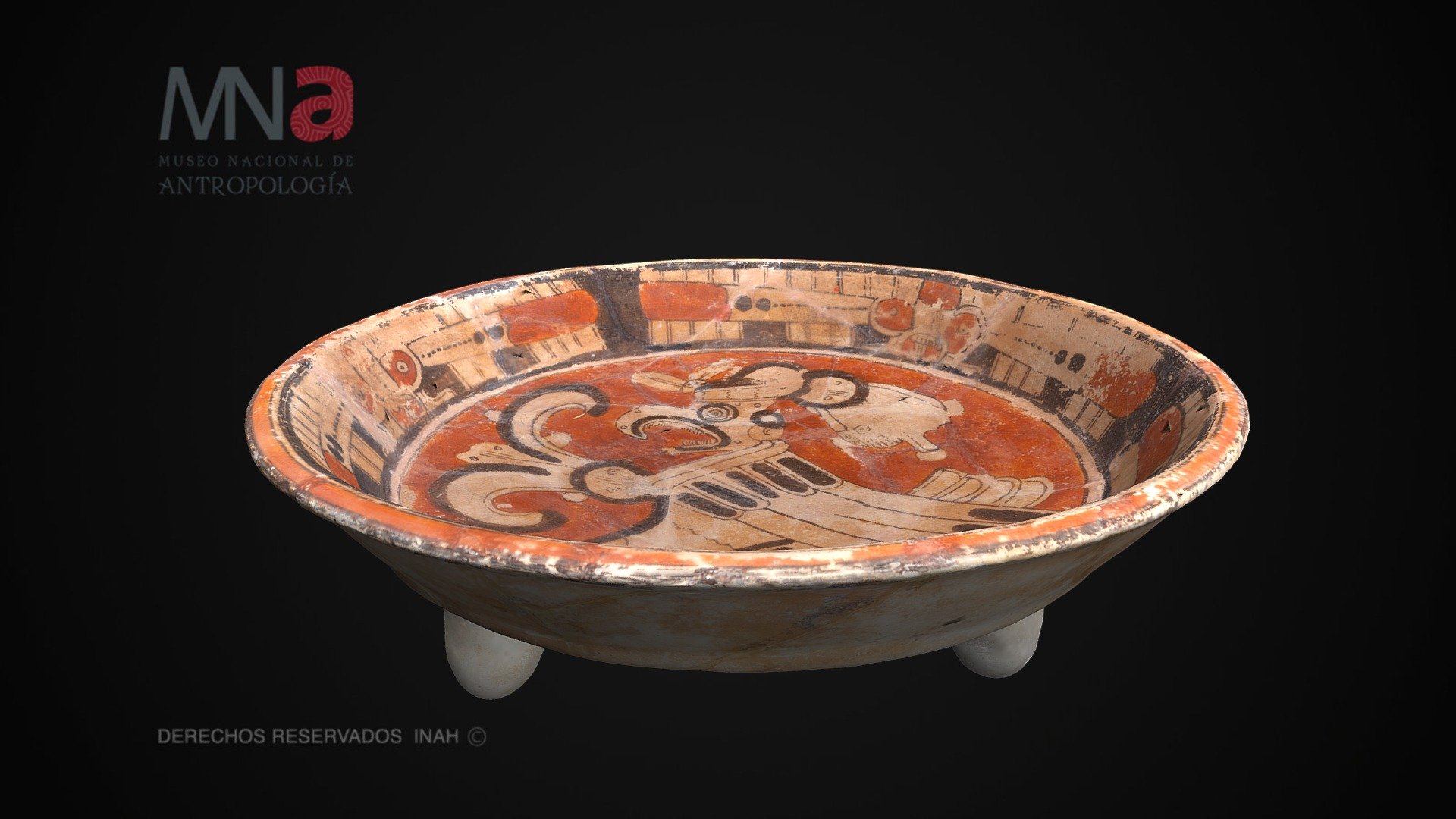 Plato maya Cui Anaranjado Polícromo 3d model