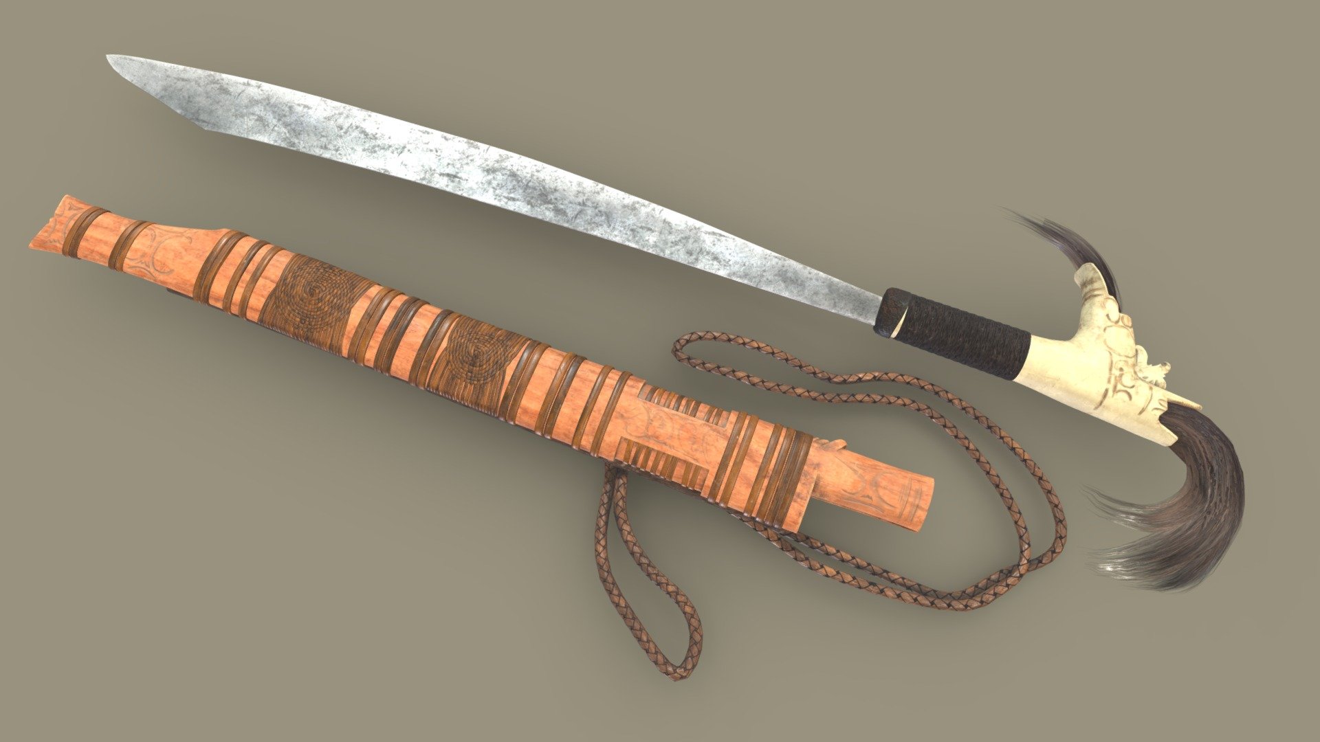 Mandau Knife PBR Realistic 3d model