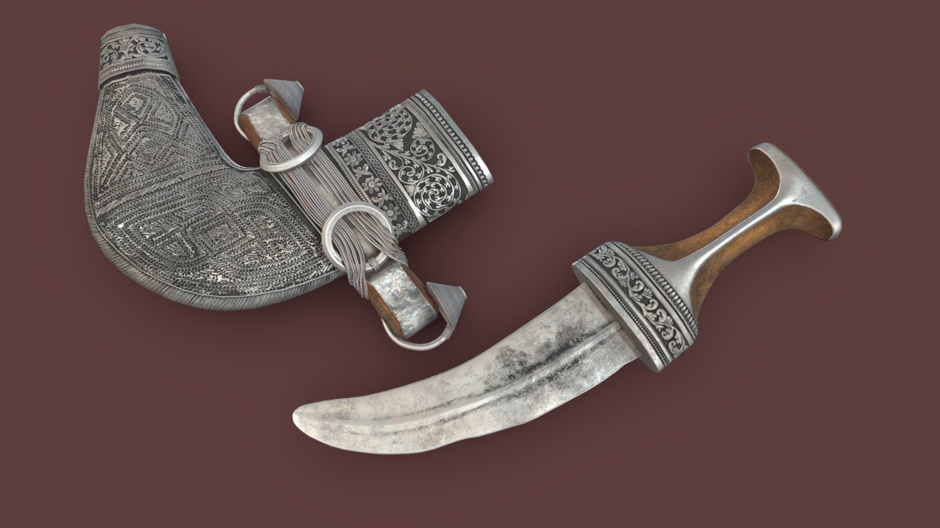 Khanjar Dagger Low Poly Realistic PBR 3d model