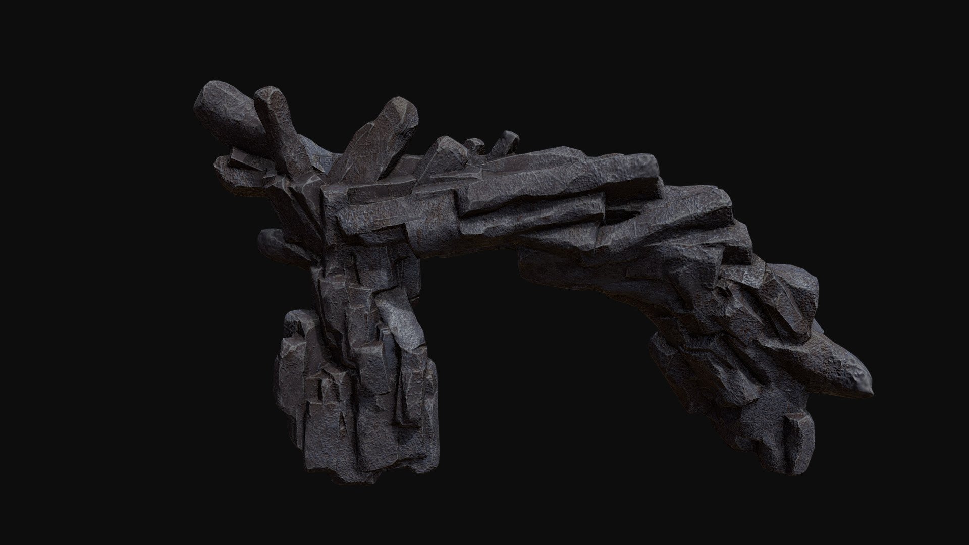 Low poly sci fi arch grey rock asset 3d model