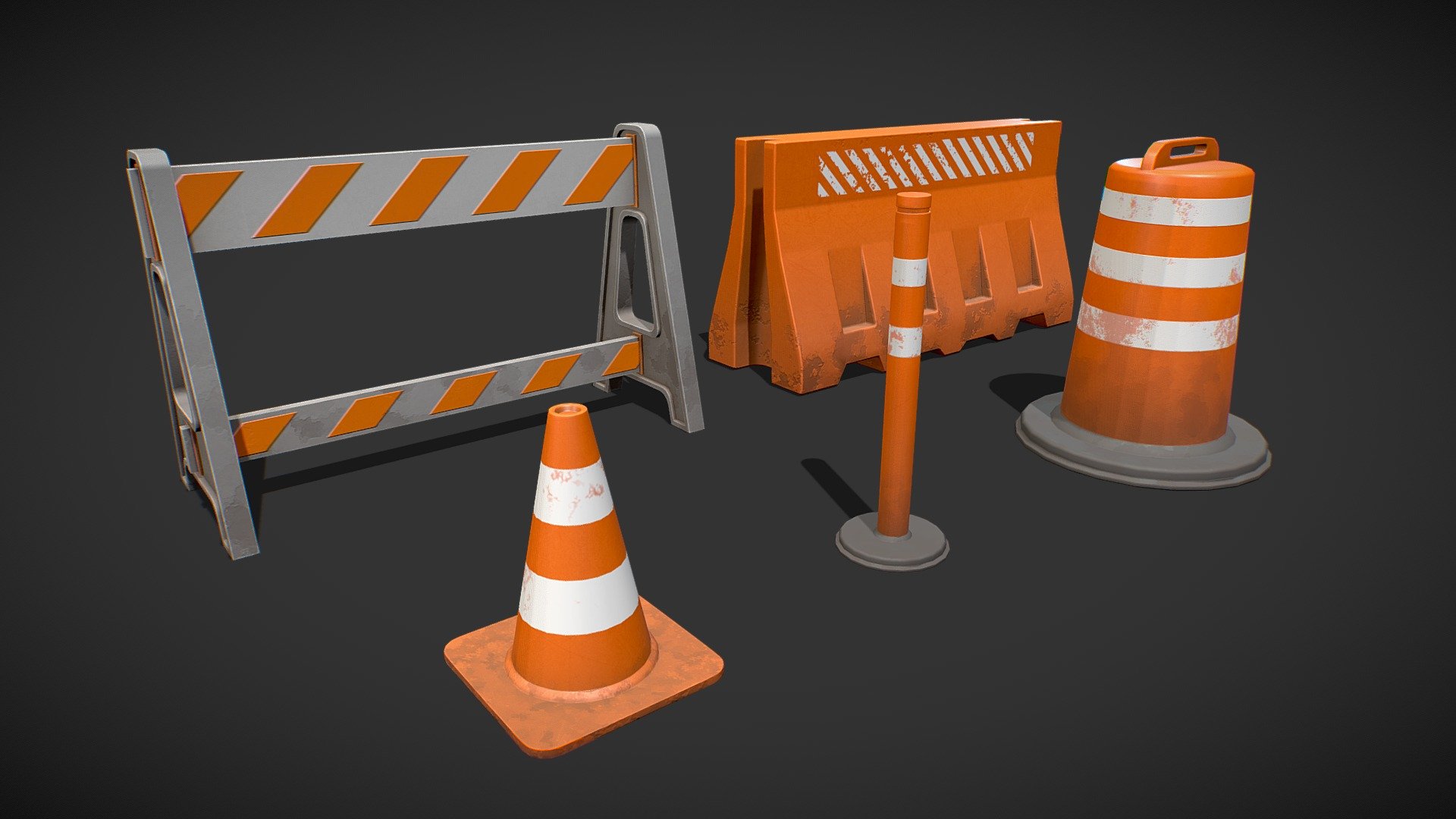 Stylized Traffic Cones 3d model