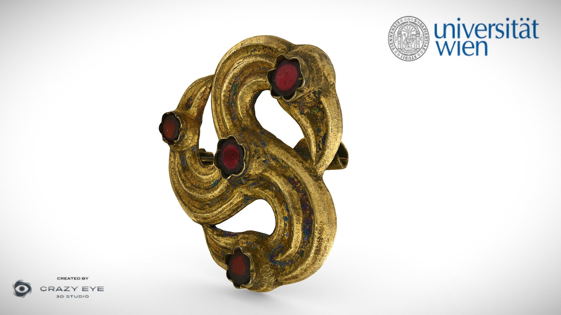 I433 Goldene Dreierfibel | golden triple fibula 3d model