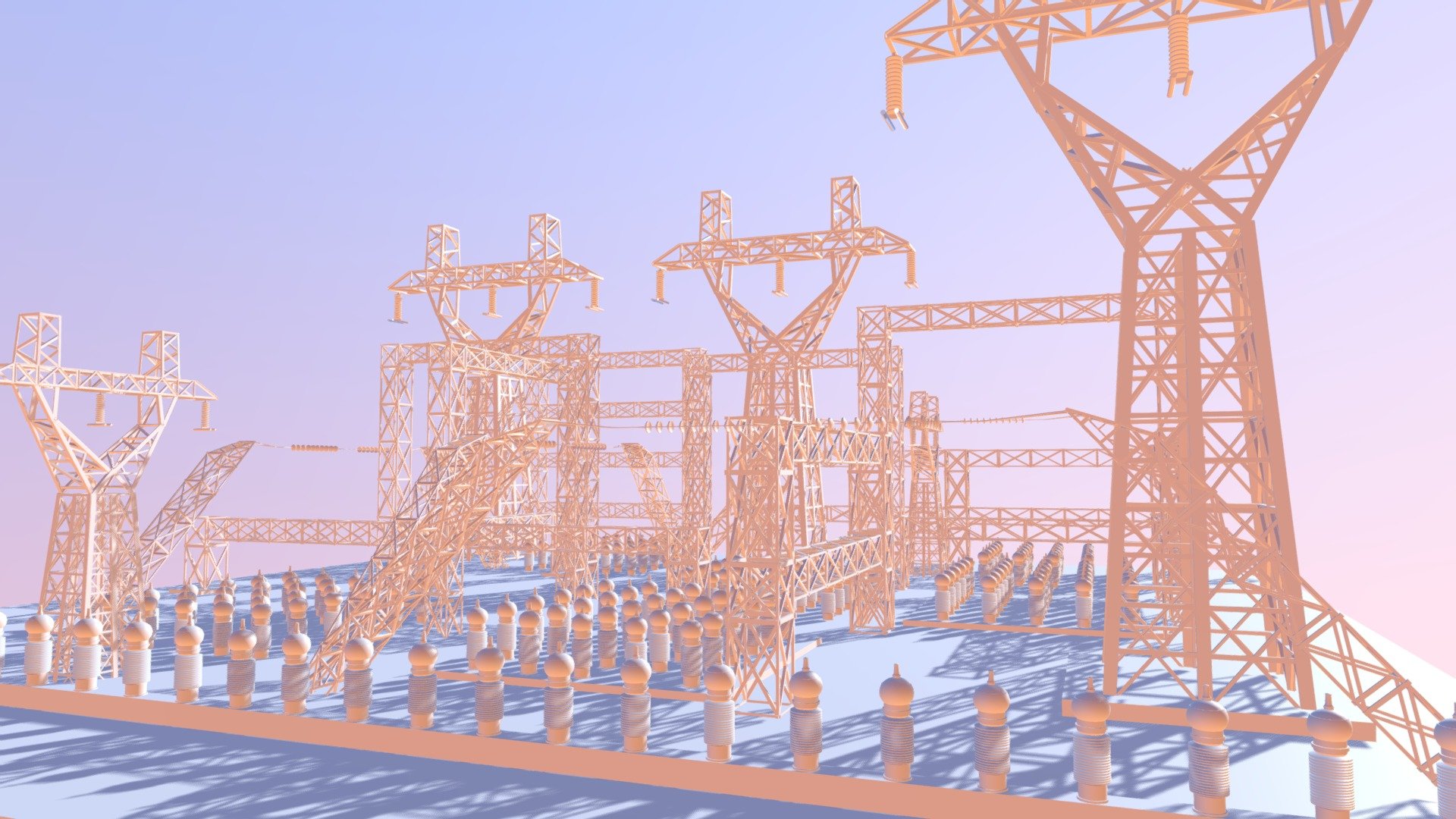 Factory power line 3d model