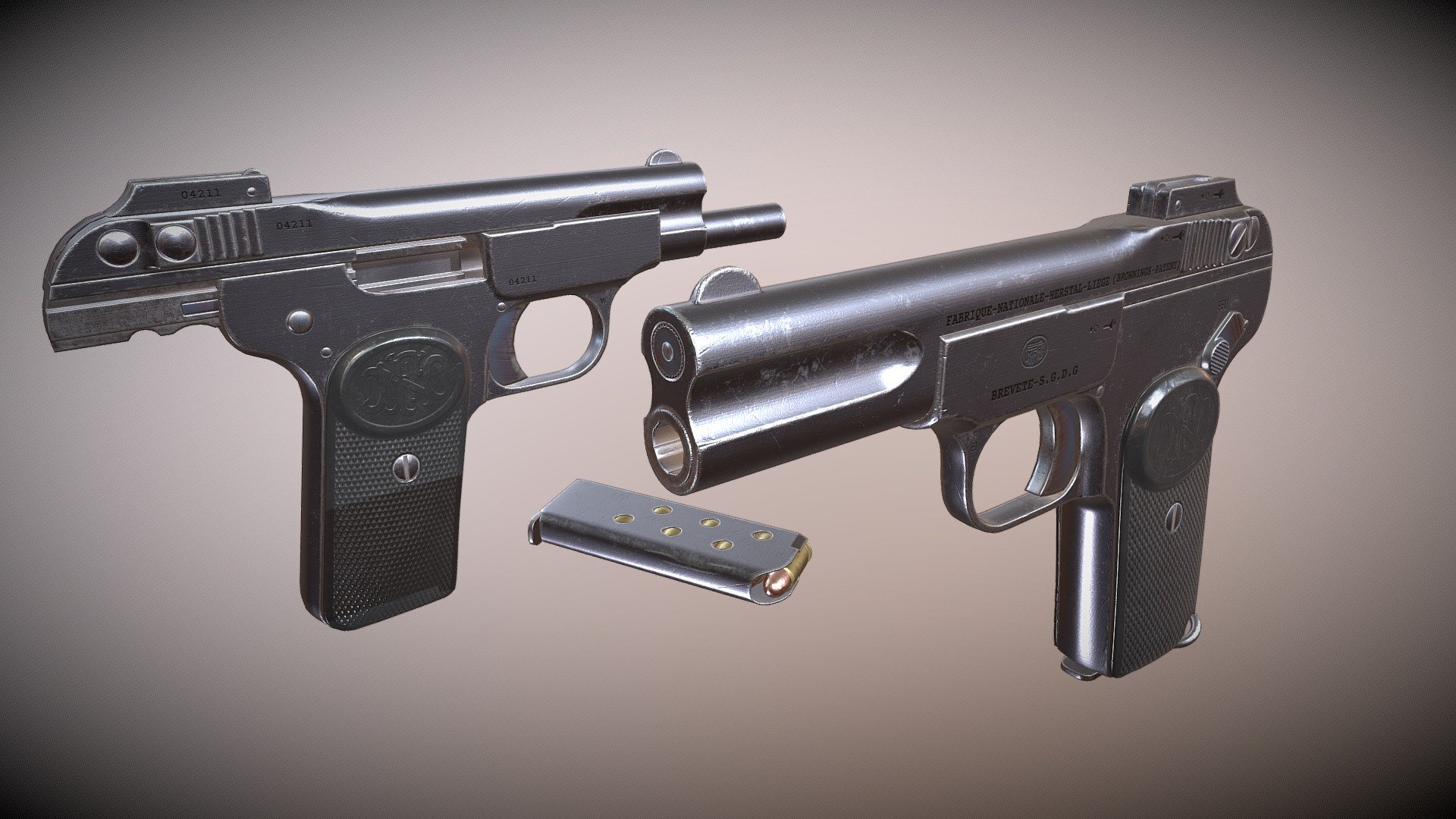 M1900/Browning No.1 3d model