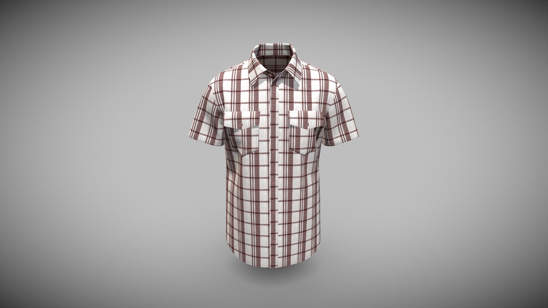 Mens Short Sleeve Double Pocket Shirt 3d model