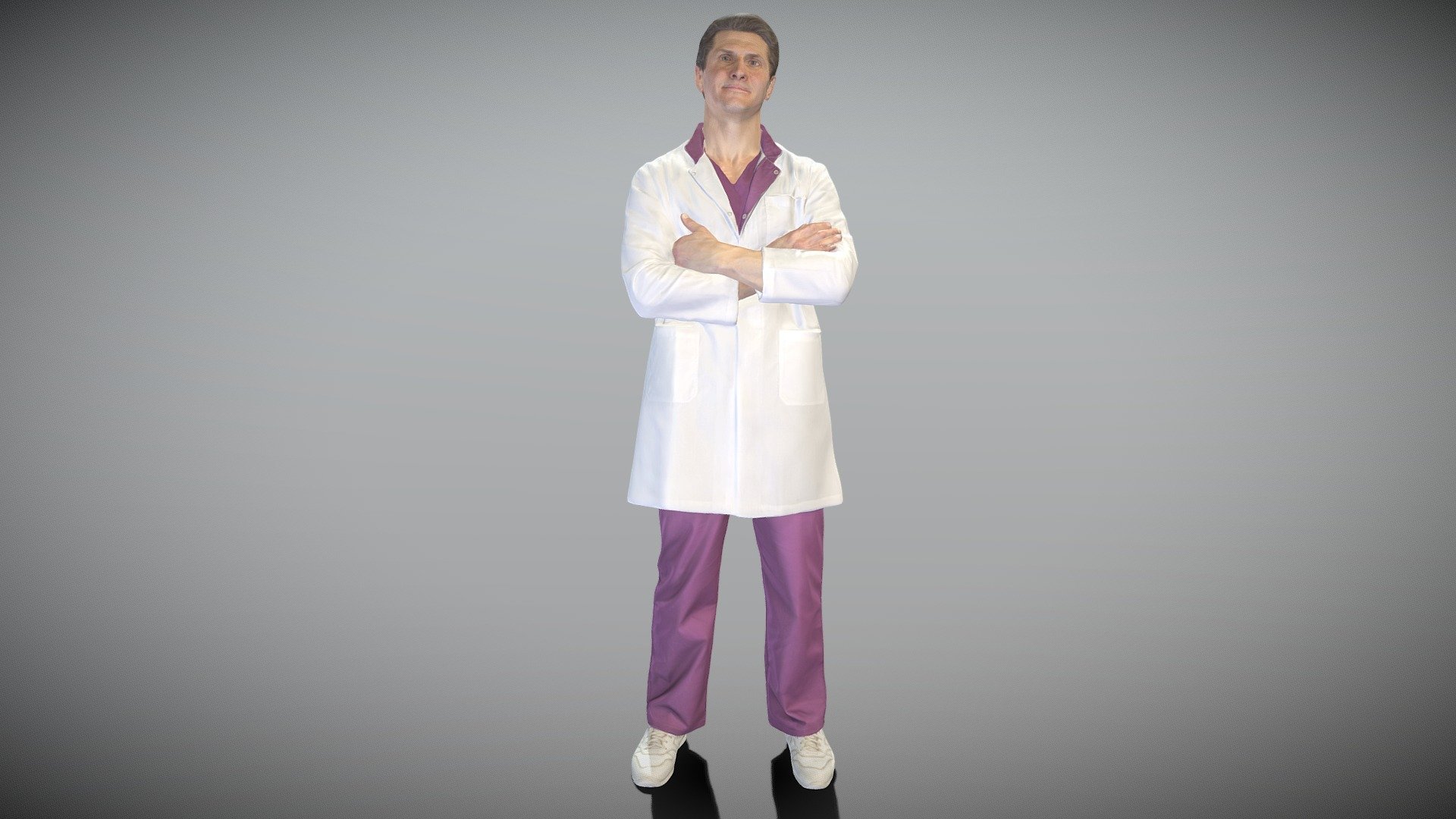 Smiling male doctor with crossed arms 320 3d model