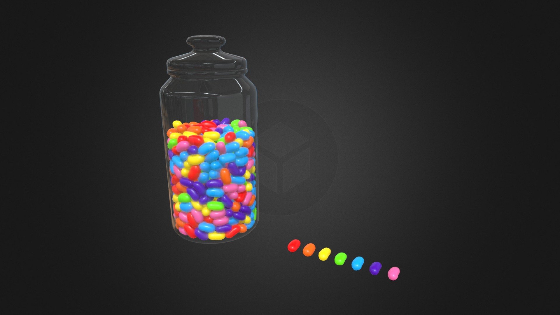 Jelly Beans and Jar 3d model