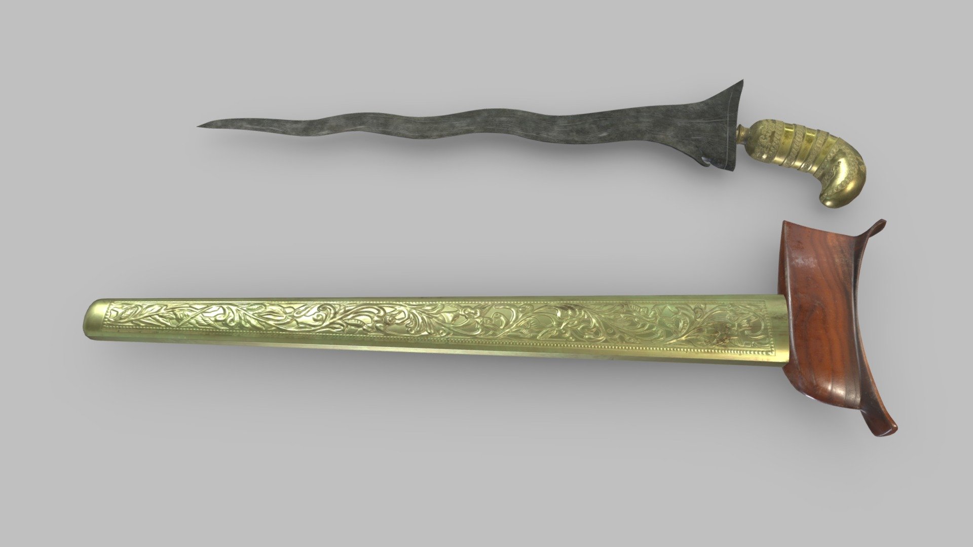 Kris Sword Low Poly Realistic PBR 3d model