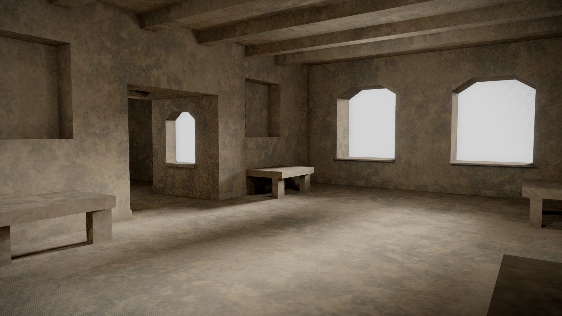 Abandoned Concrete Rooms 3d model