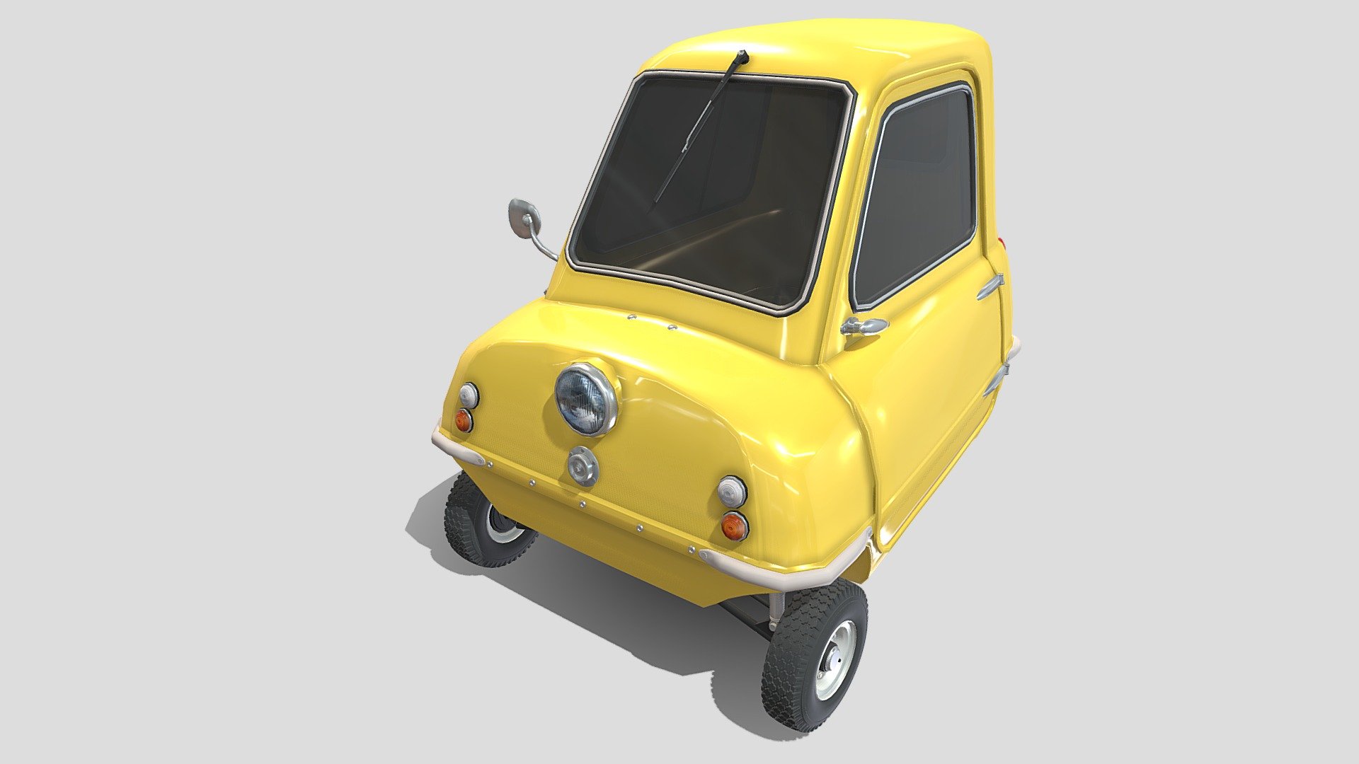 Peel P50 Yellow with chassis 3d model