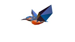 Animated Kingfisher Bird Lowpoly Art Style