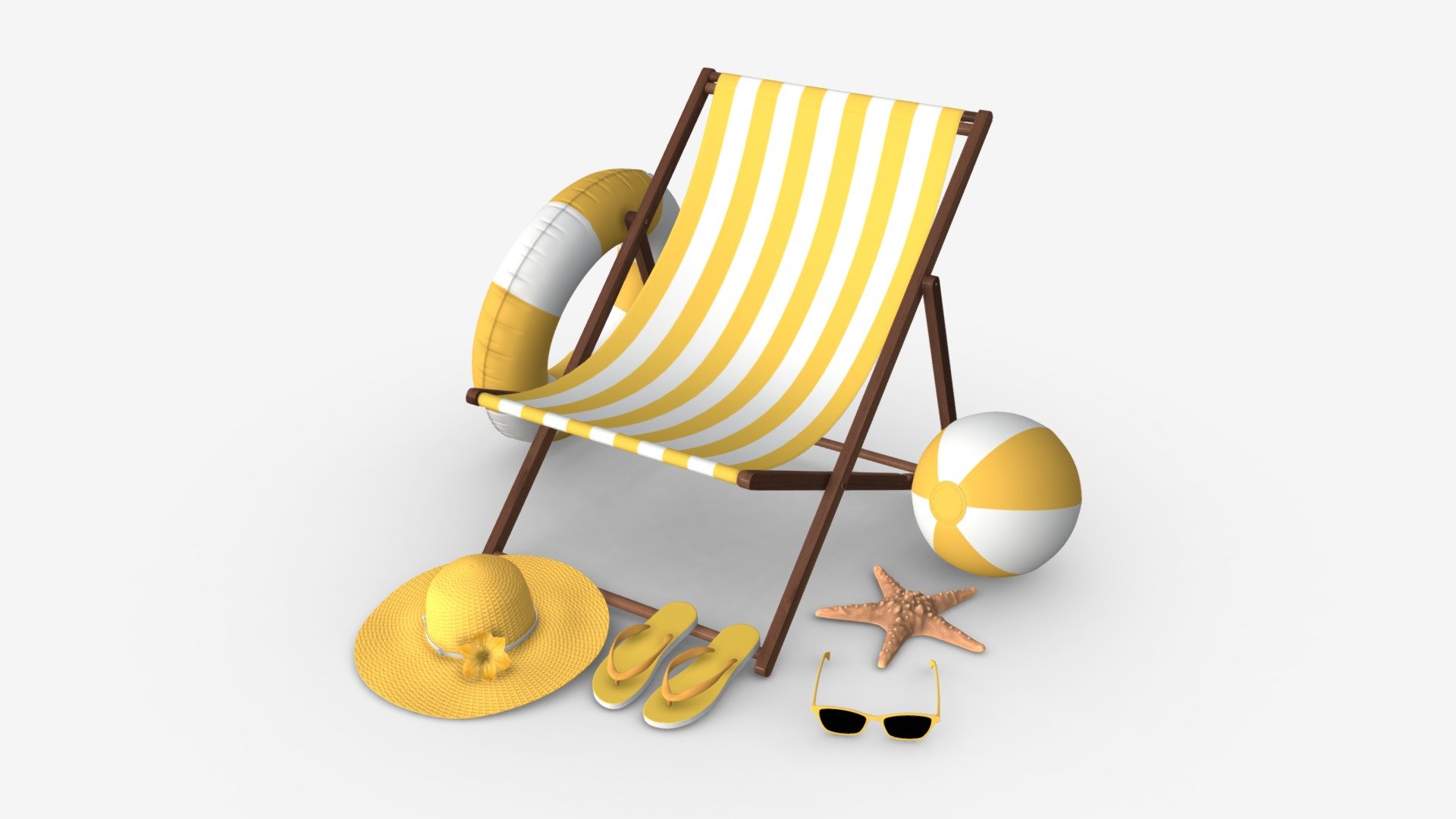 Beach composition 01 yellow 3d model