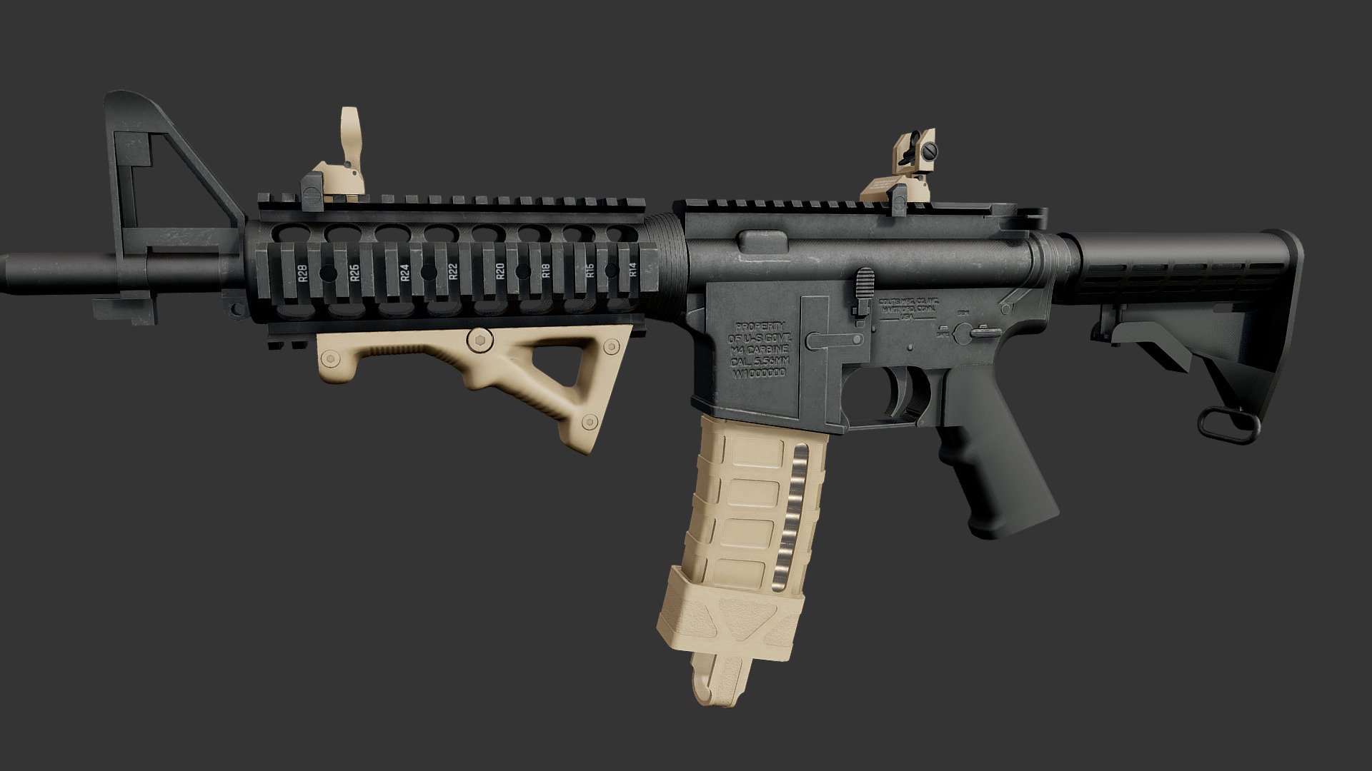 M4 Carbine Rifle Iron sight 3d model