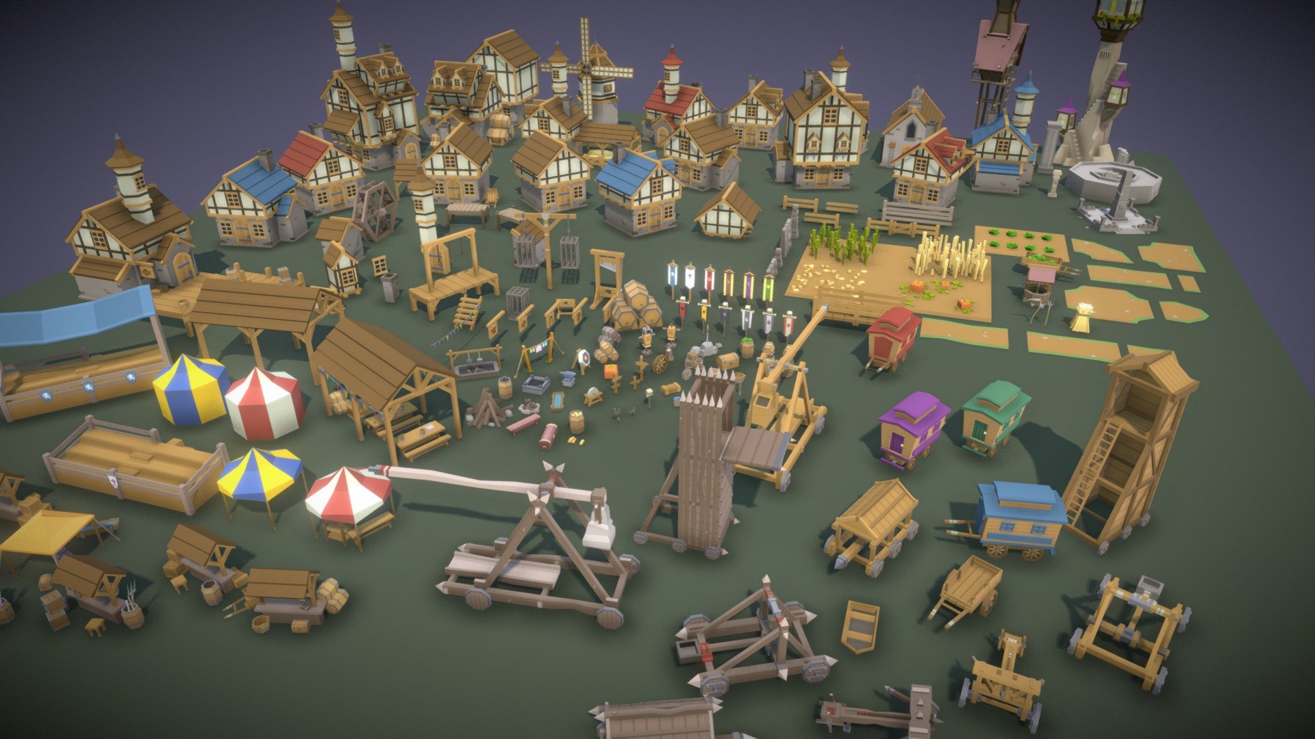 Simple Fantasy Village 3d model