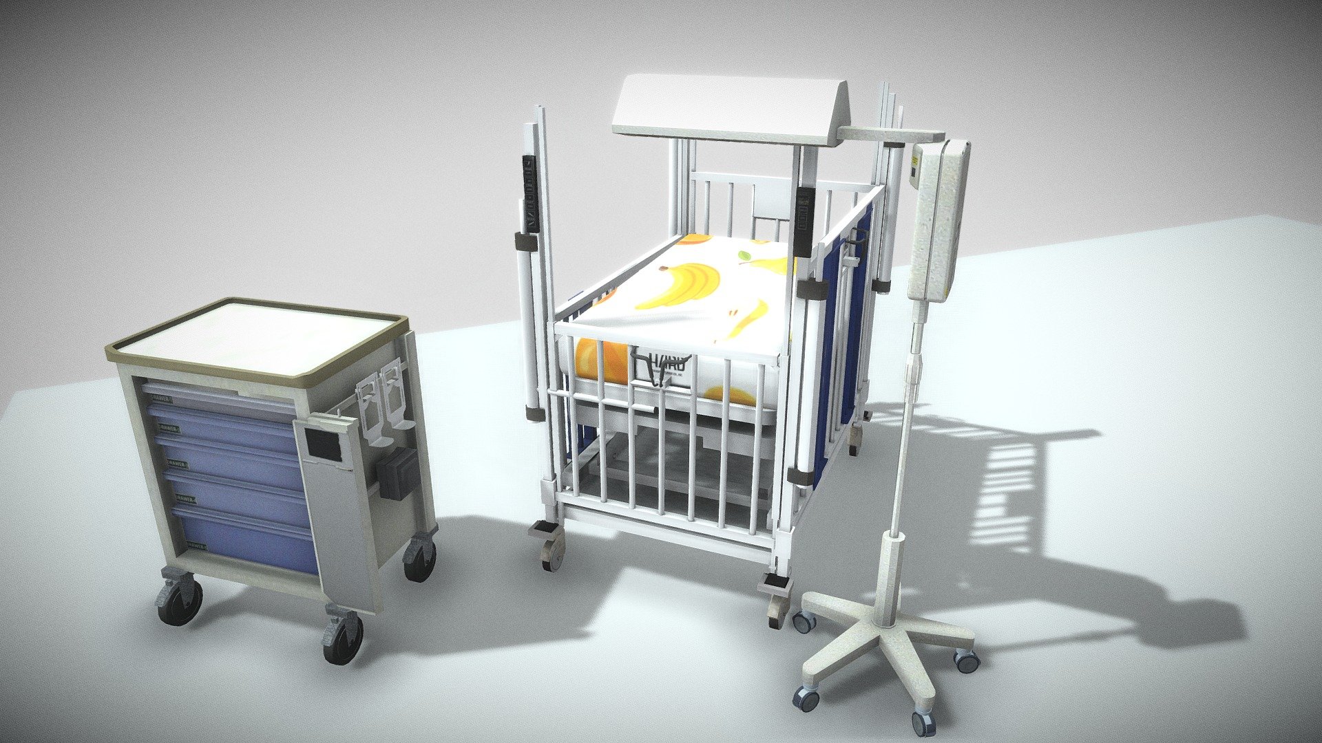 pediatric intensive care unit crib bed Low-poly 3d model