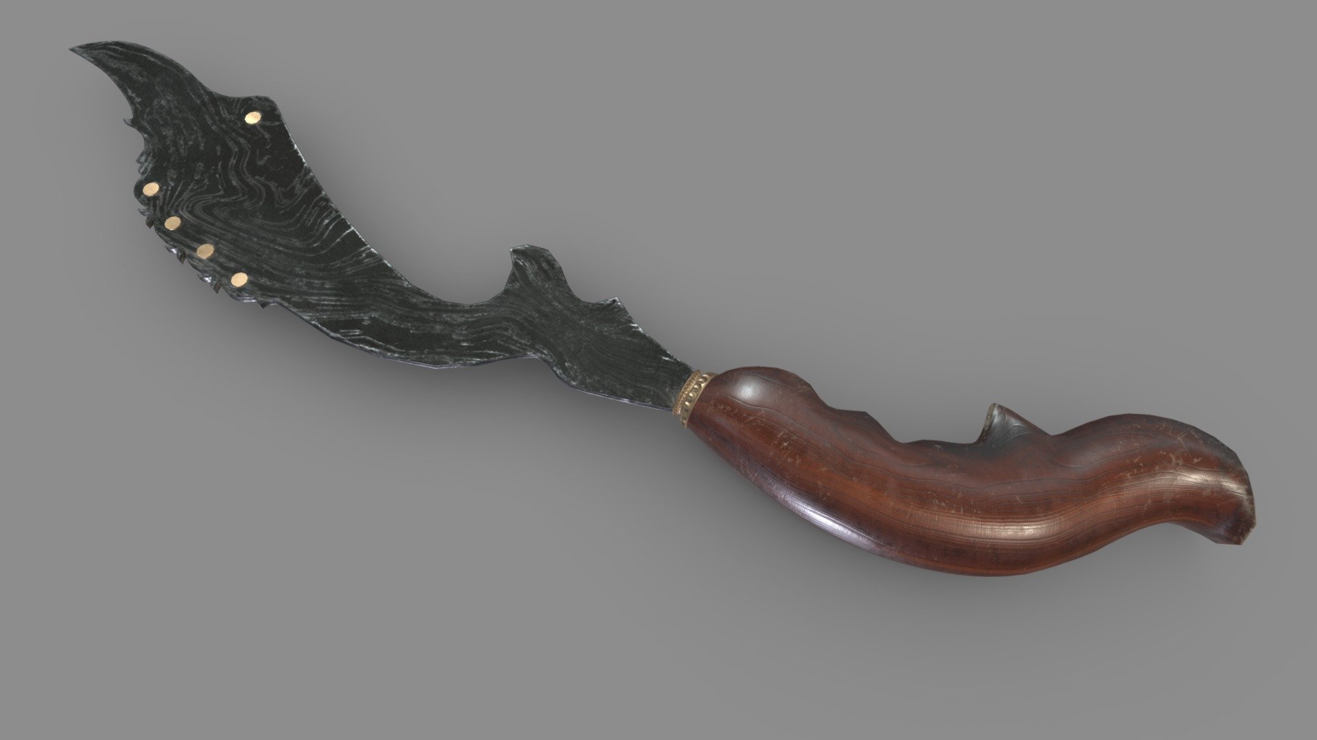 Kujang Knife Low Poly PBR Realistic 3d model