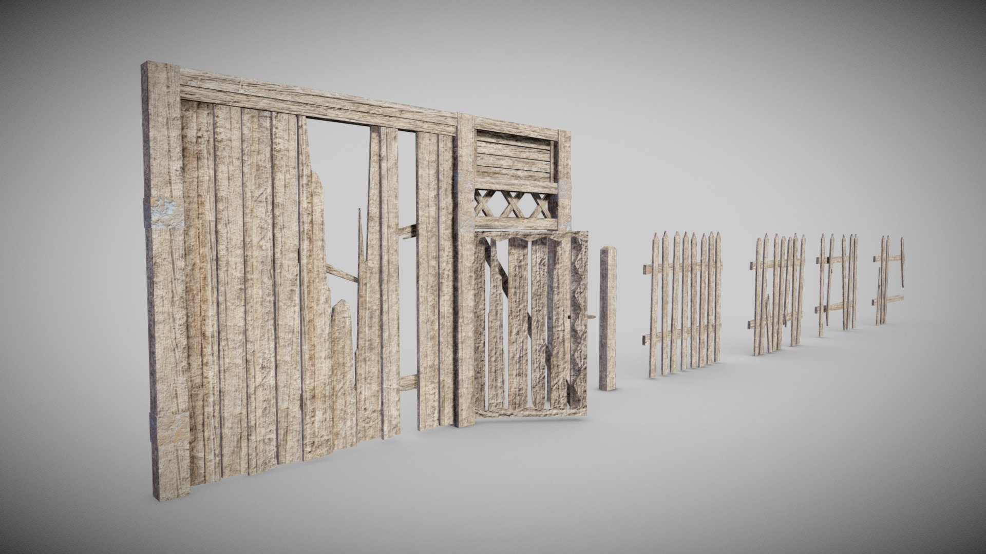 Wooden Fence D an3 3d model