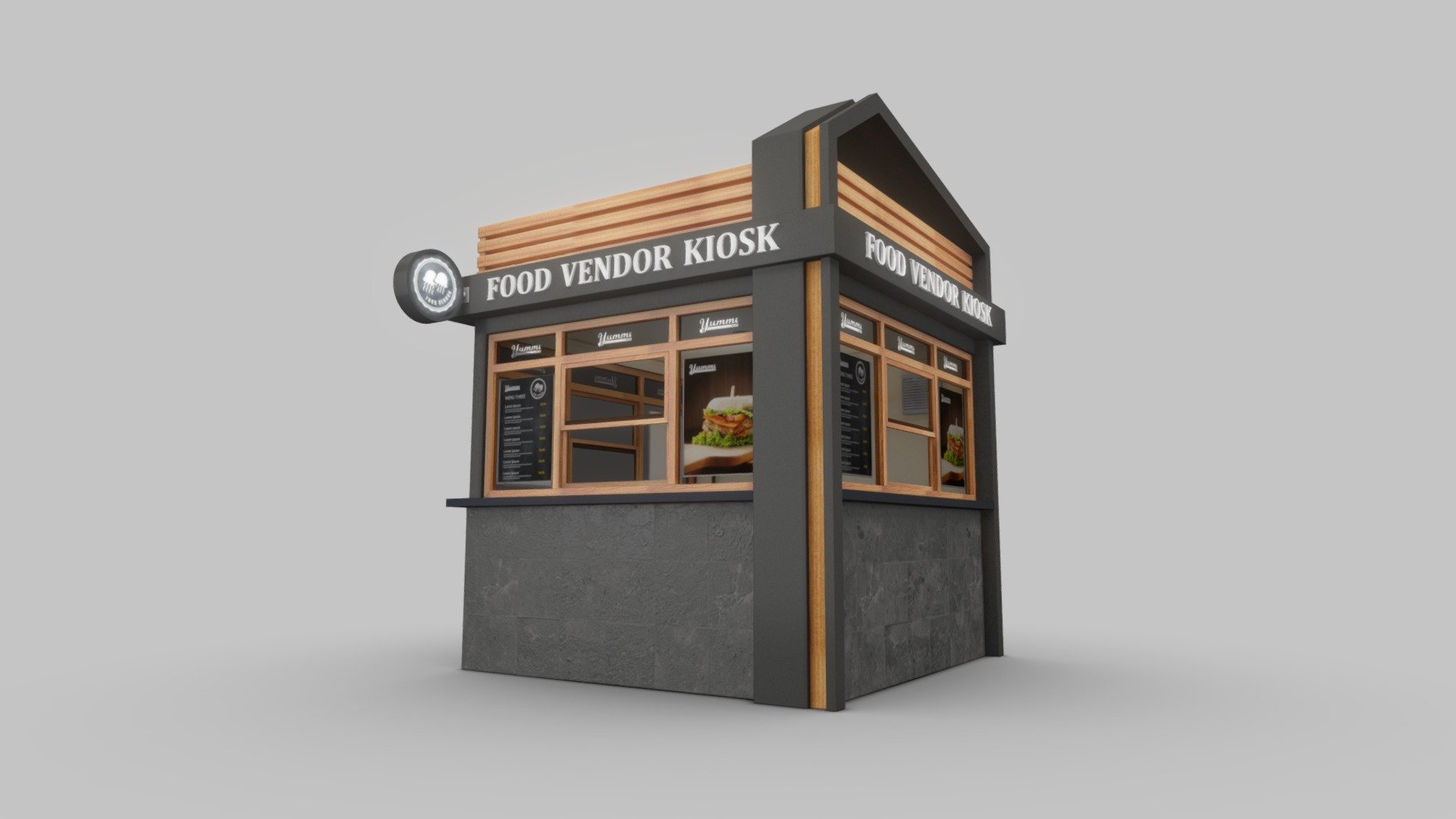 FOOD VENDOR KIOSK TD 3d model