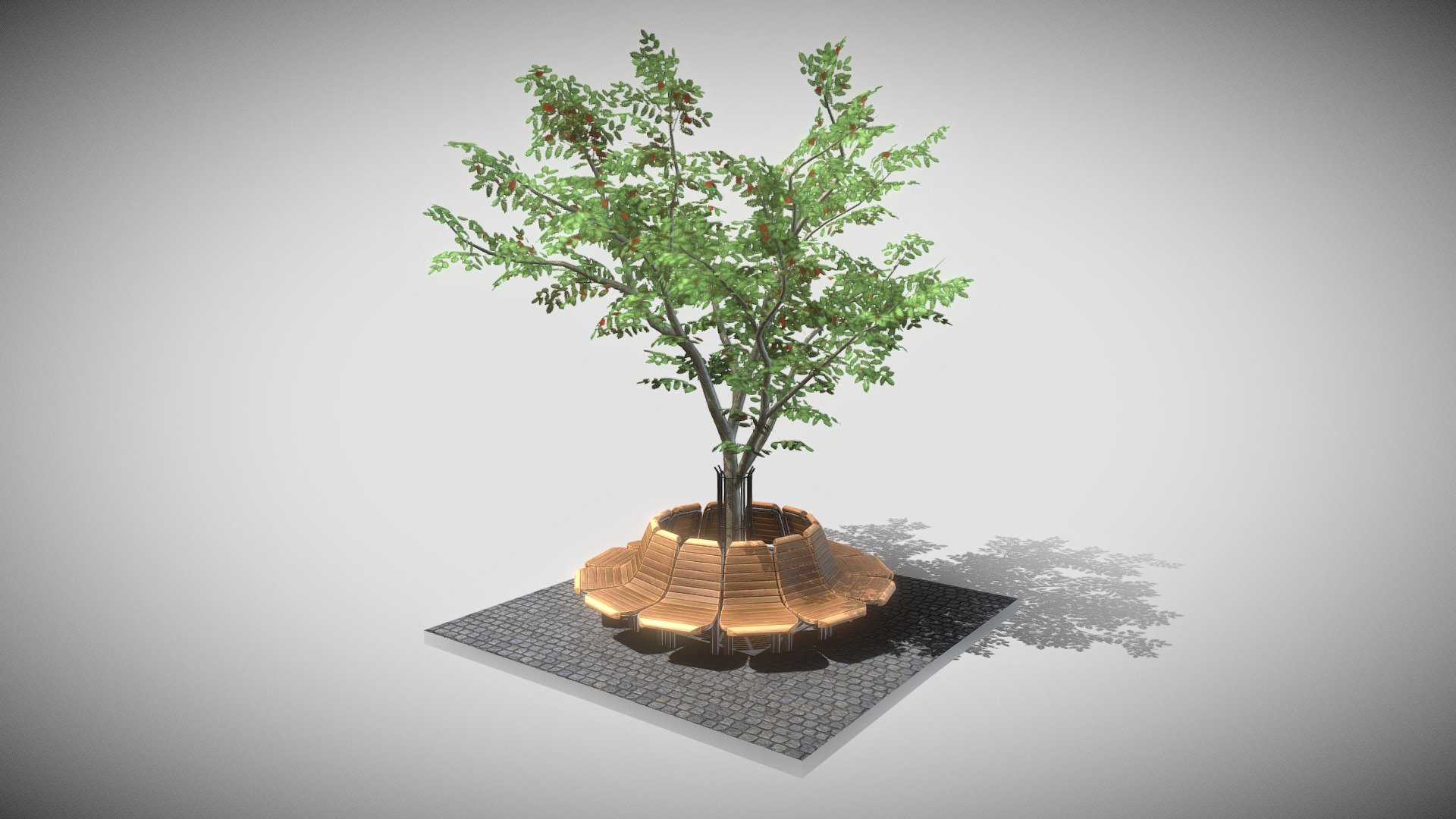 Round Bench with Citytree (Rowan) 3d model