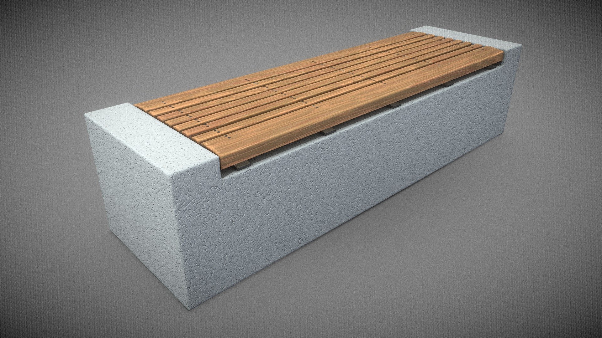 Bench [6] Wood on Concrete Block 2 3d model