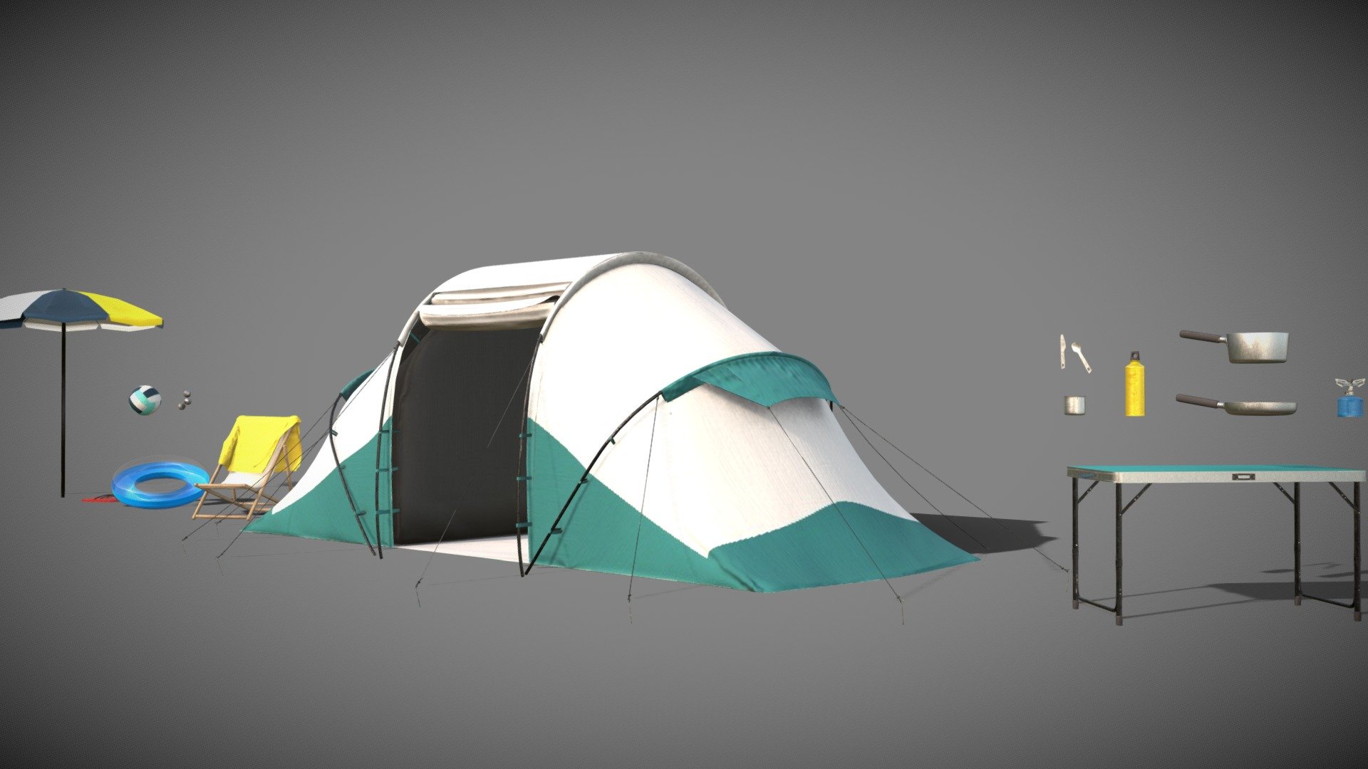 Camping Set tent 3d model